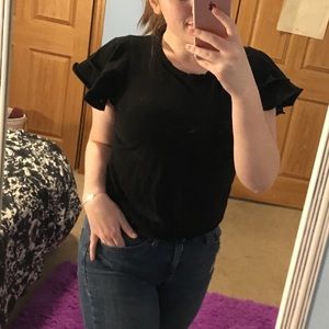 Black T-shirt with layered sleeves!